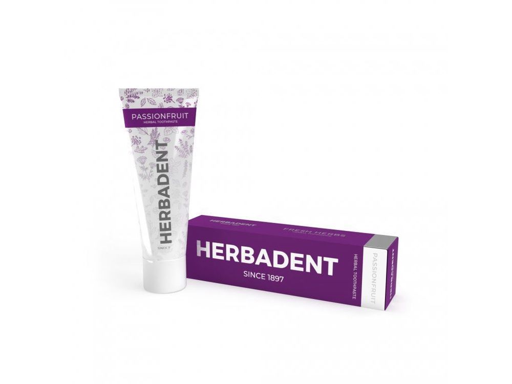 HERBADENT PASSIONFRUIT Örtbaserad tandkräm med passionsfruktsmak 75 g