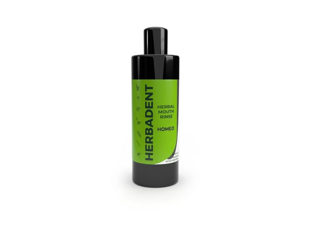 HERBADENT HOMEO Örttandvatten utan fluor och mentol 400 ml