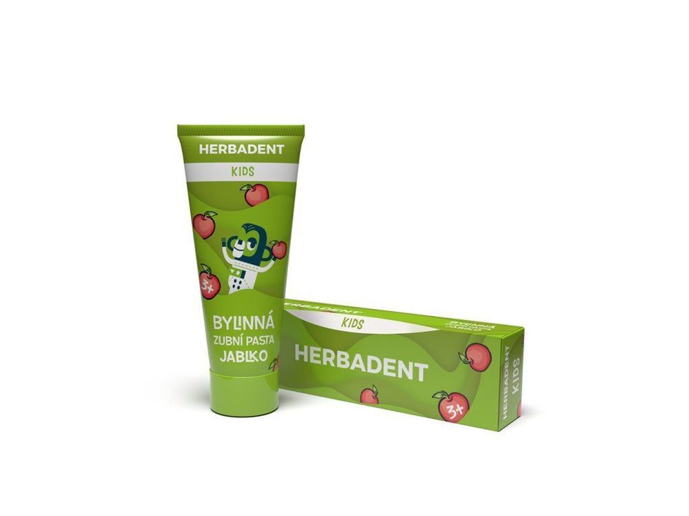 HERBADENT KIDS Örttandkräm med fluor, äpple, 3+, 75 g