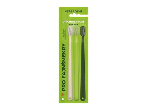 HERBADENT ORIGINAL FLOSS koniska borst - blandade färger - Blister Triplepack