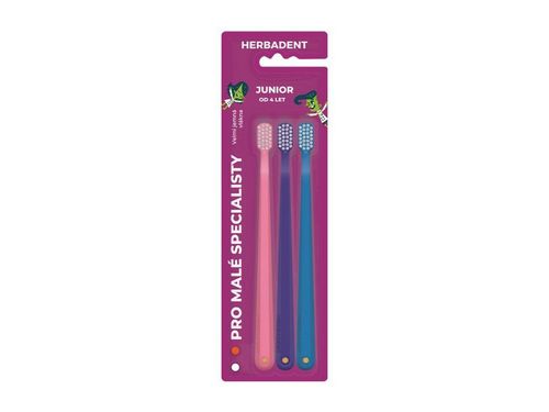 HERBADENT JUNIOR tandborste extra mjuka borst blandade färger - Blister Triplepack