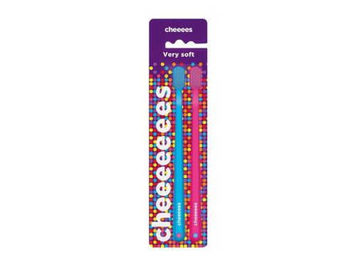 CHEEEES Tandborstar med extra fina borst - blå & rosa