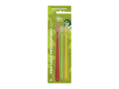 HERBADENT KIDS tandborste med ultralätt borst blandade färger - Blister Triplepack
